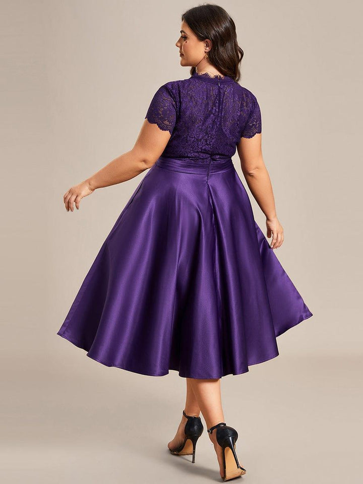 ever HARLEY|Romantic V-neck Lace Bodice Wedding Guest Dress with Pockets