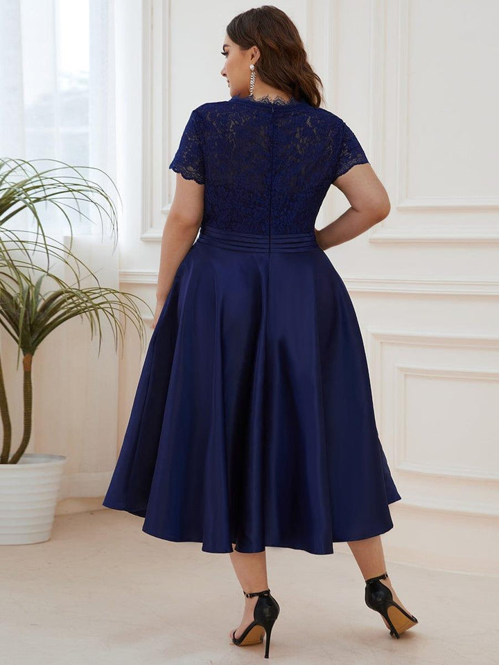 ever HARLEY|Romantic V-neck Lace Bodice Wedding Guest Dress with Pockets