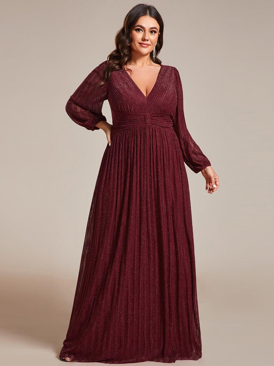 ever BRYM|Sequin Long Lantern Sleeves Maxi Wedding Guest Dress