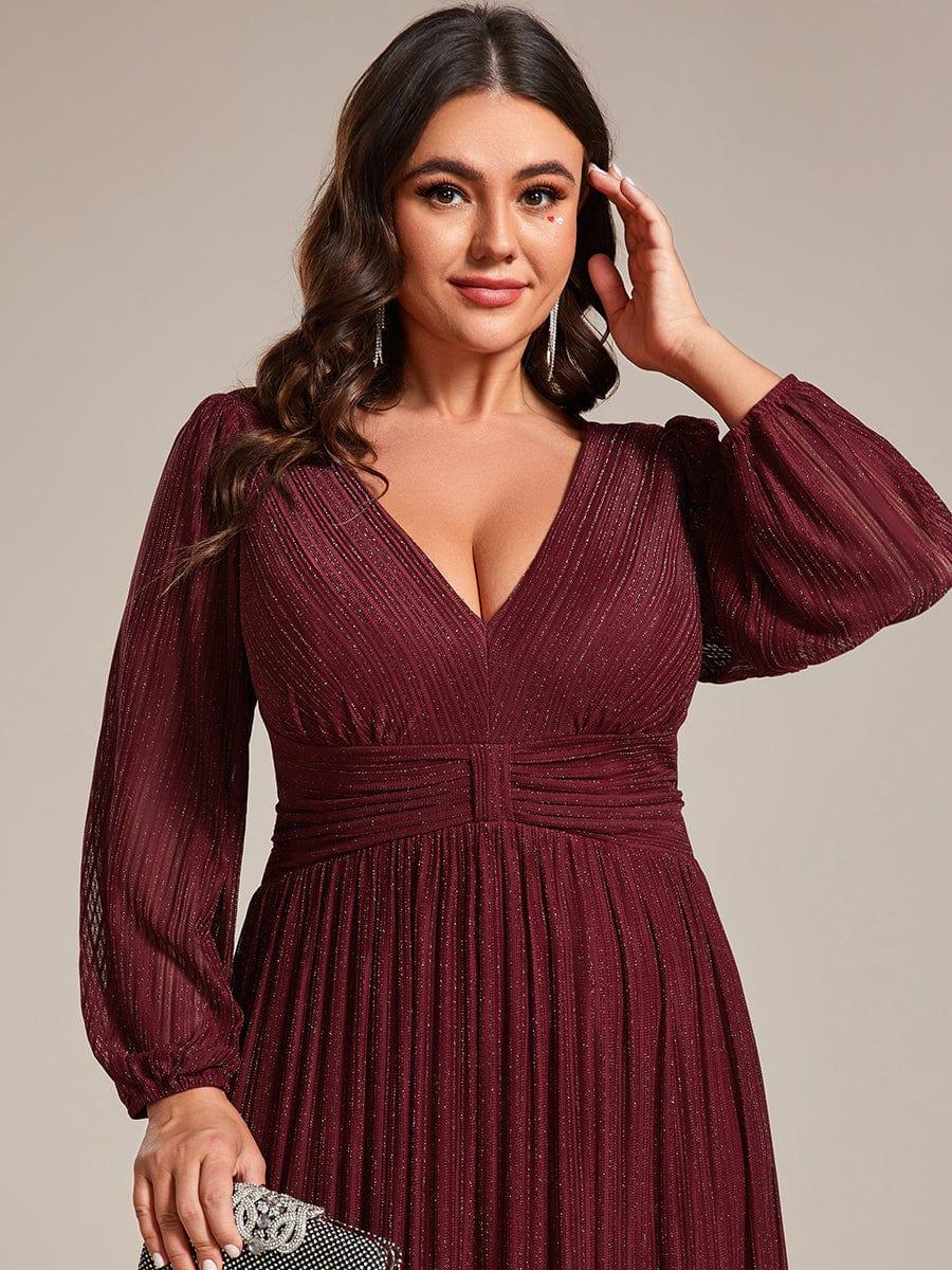 ever BRYM|Sequin Long Lantern Sleeves Maxi Wedding Guest Dress