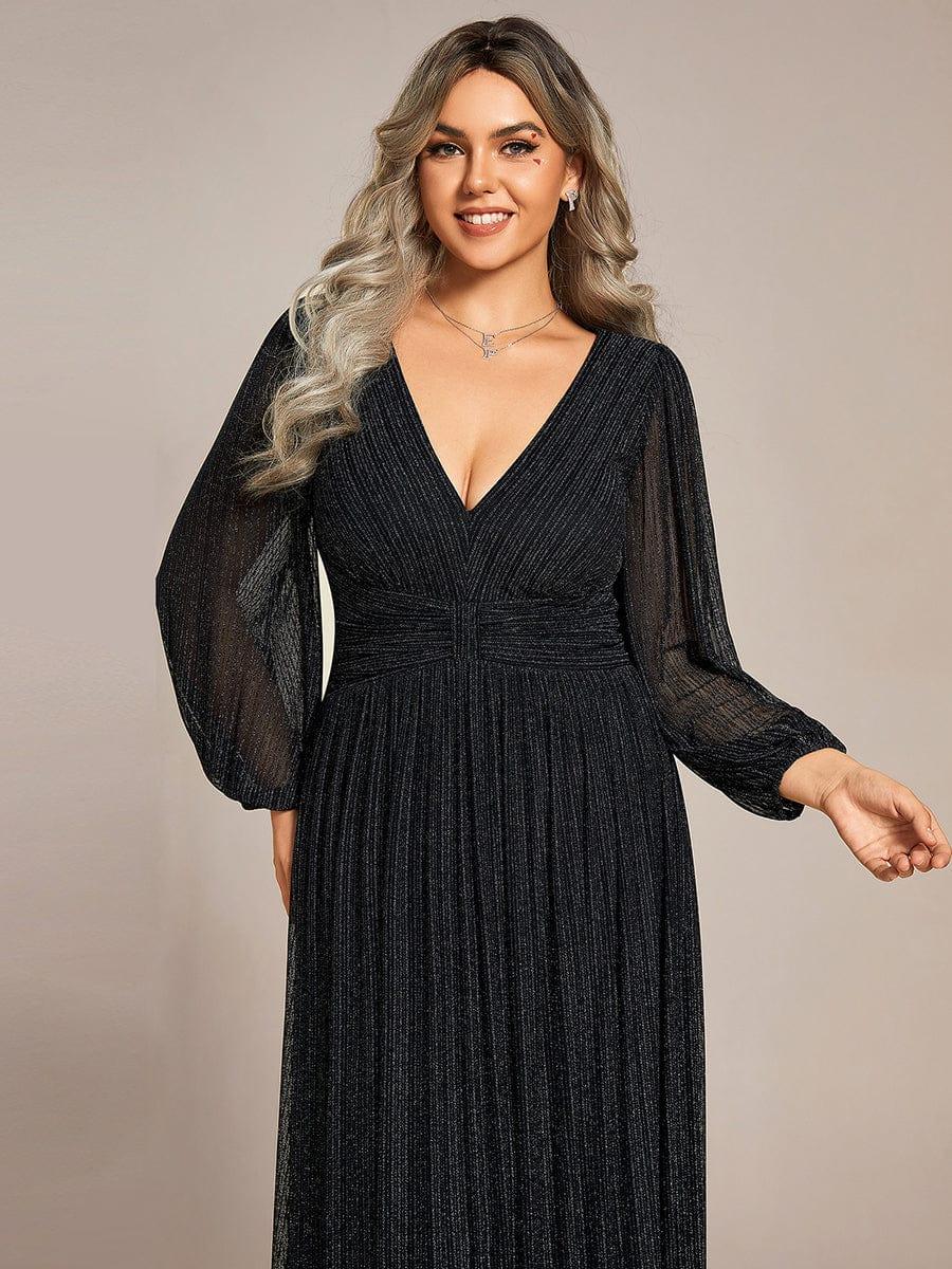ever BRYM|Sequin Long Lantern Sleeves Maxi Wedding Guest Dress