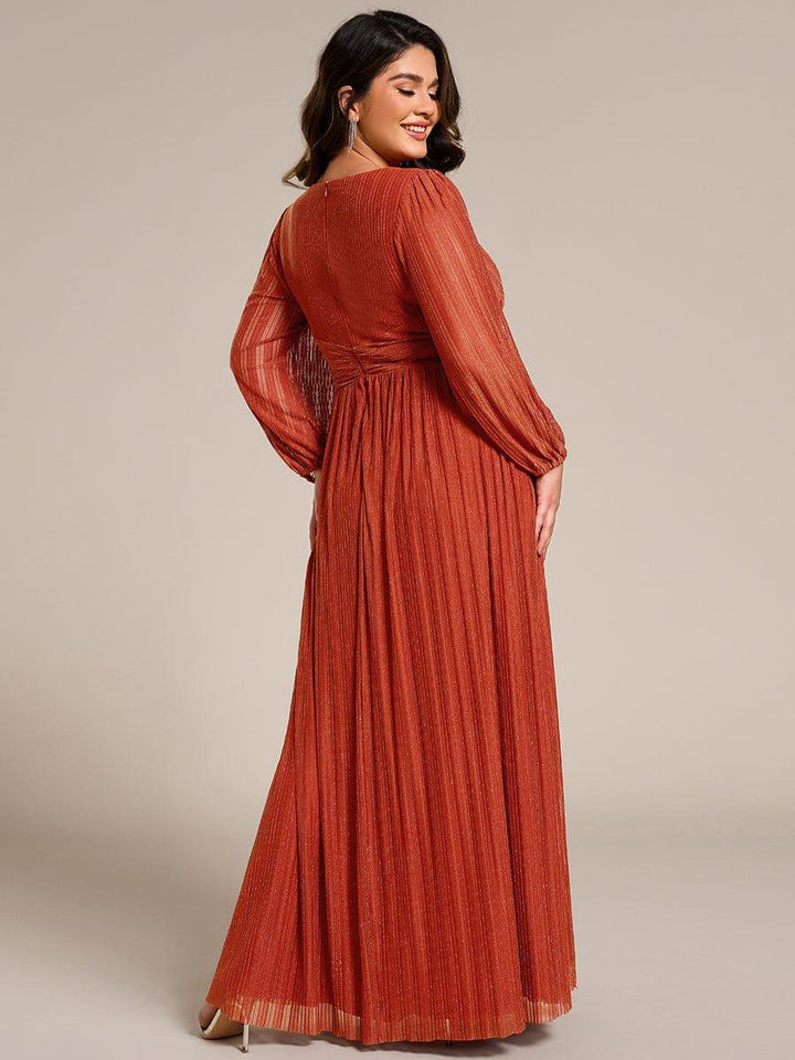 ever BRYM|Sequin Long Lantern Sleeves Maxi Wedding Guest Dress