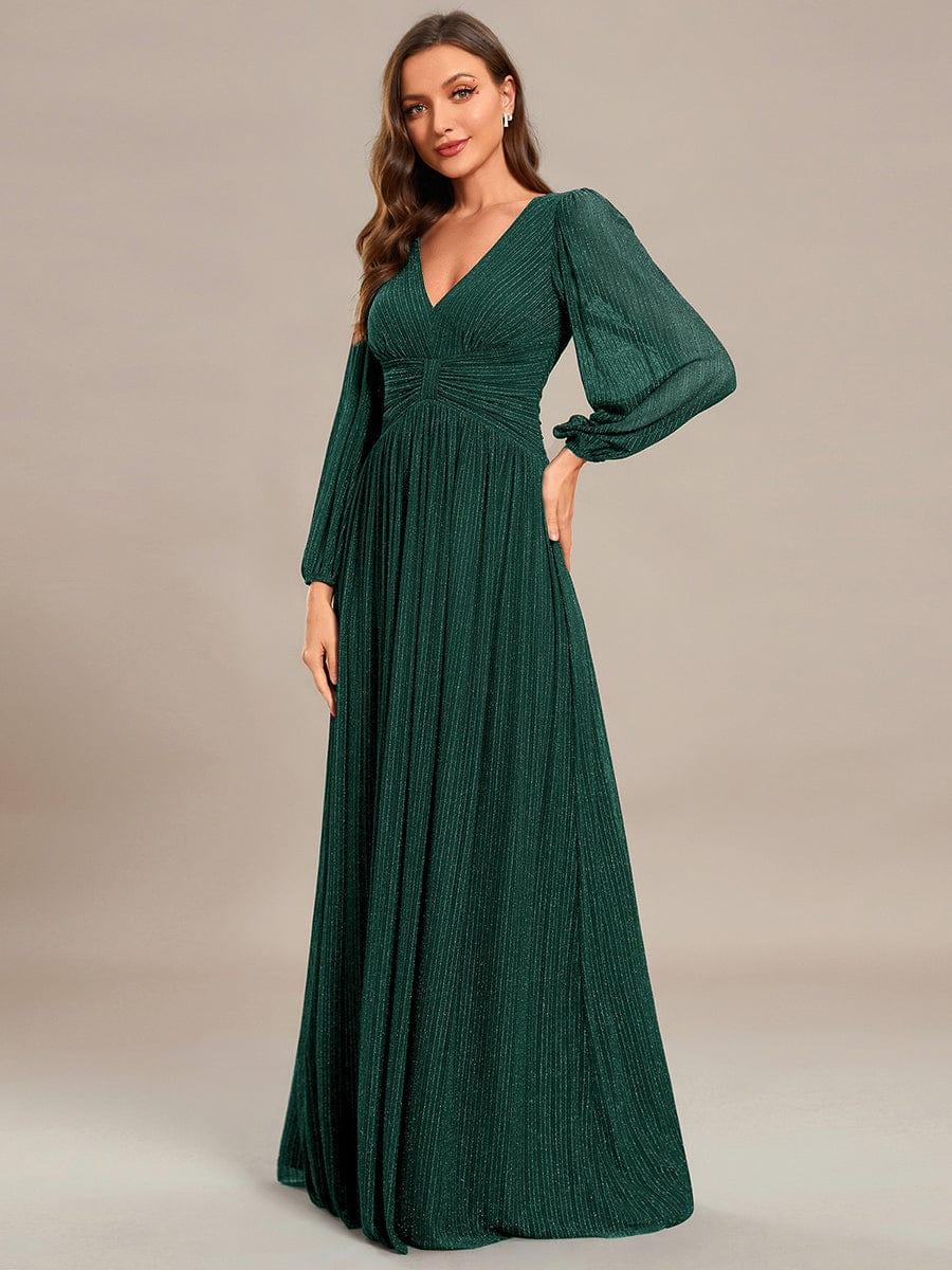ever BRYM|Sequin Long Lantern Sleeves Maxi Wedding Guest Dress