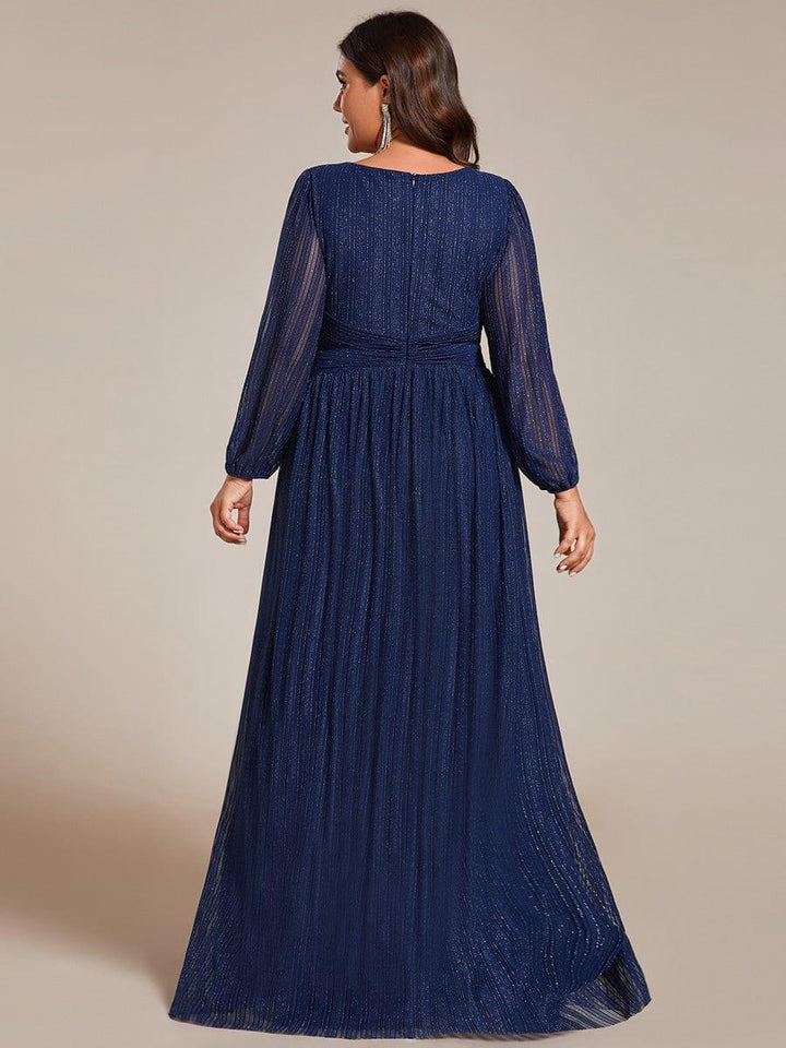 ever BRYM|Sequin Long Lantern Sleeves Maxi Wedding Guest Dress
