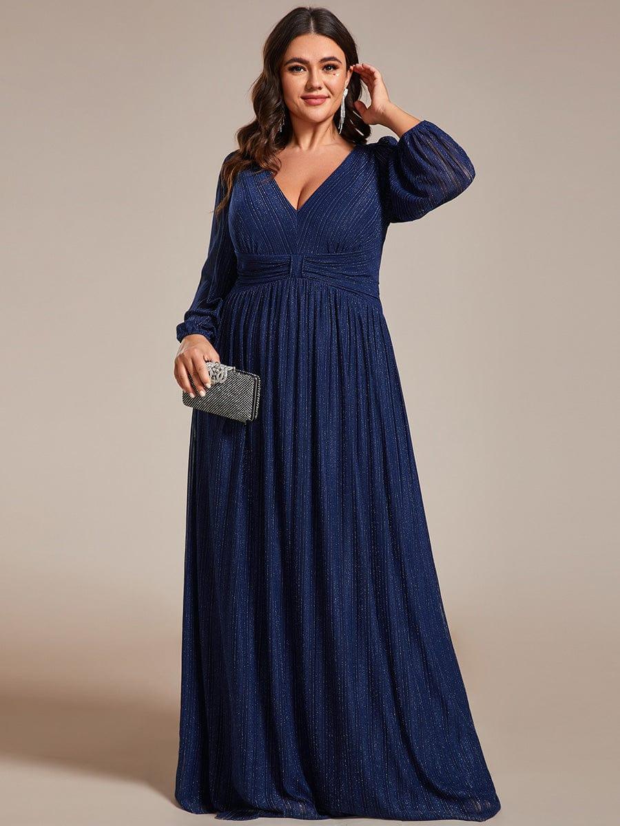 ever BRYM|Sequin Long Lantern Sleeves Maxi Wedding Guest Dress