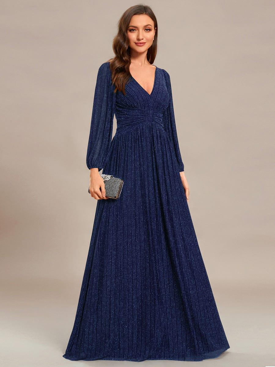 ever BRYM|Sequin Long Lantern Sleeves Maxi Wedding Guest Dress