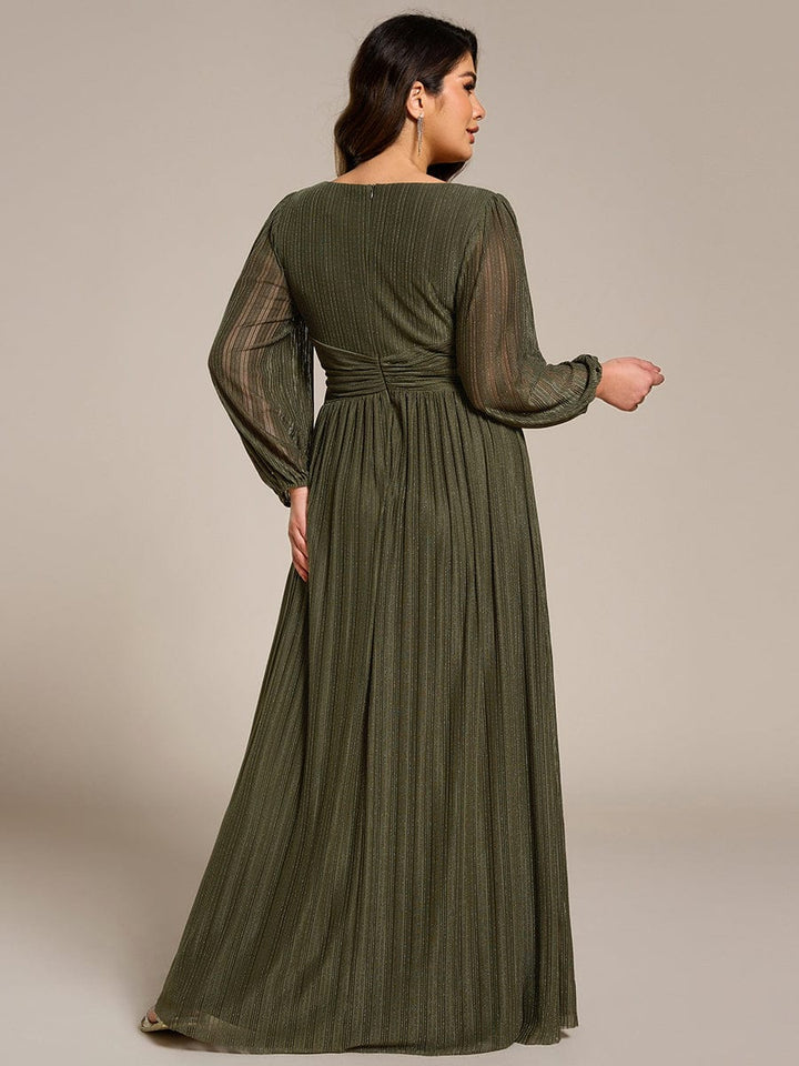 ever BRYM|Sequin Long Lantern Sleeves Maxi Wedding Guest Dress