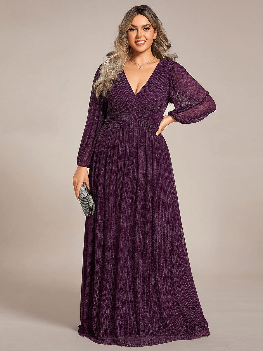 ever BRYM|Sequin Long Lantern Sleeves Maxi Wedding Guest Dress