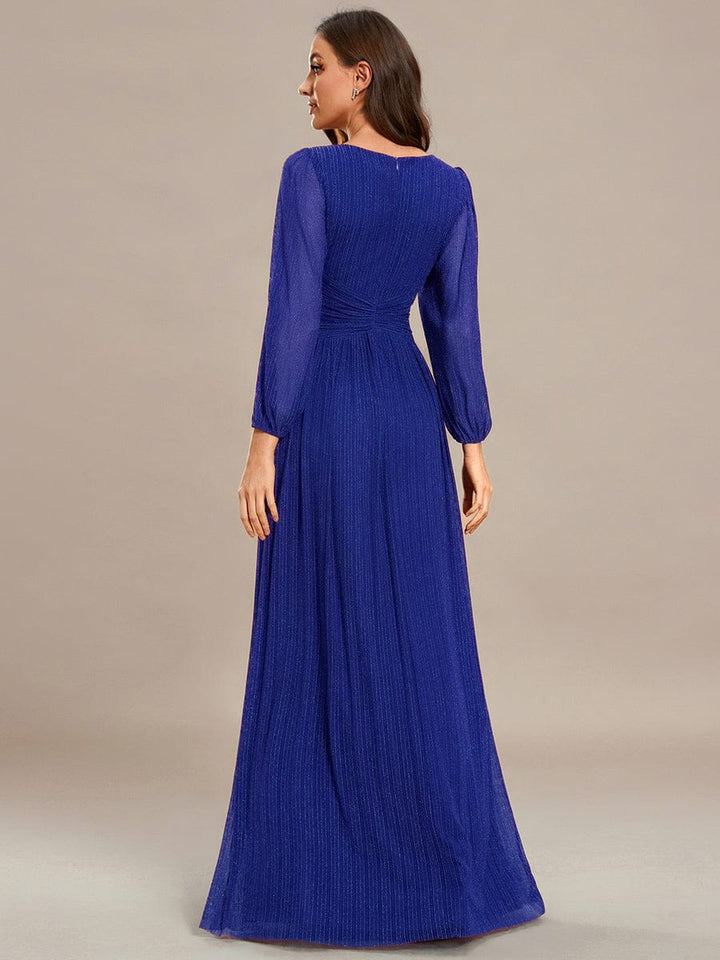 ever BRYM|Sequin Long Lantern Sleeves Maxi Wedding Guest Dress