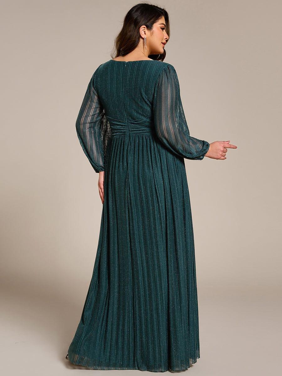ever BRYM|Sequin Long Lantern Sleeves Maxi Wedding Guest Dress