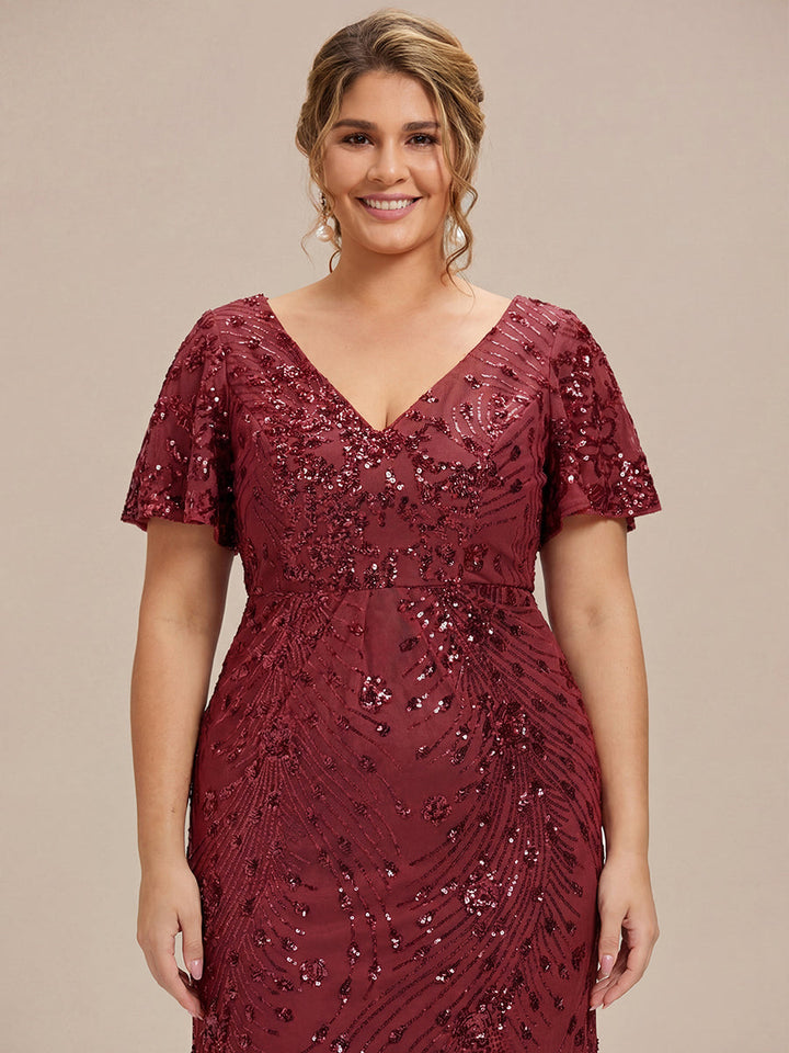 ever PALMER|Sequin Embroidery Mermaid Formal Dress