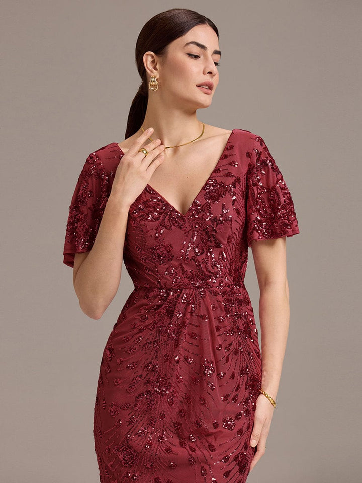 ever PALMER|Sequin Embroidery Mermaid Formal Dress
