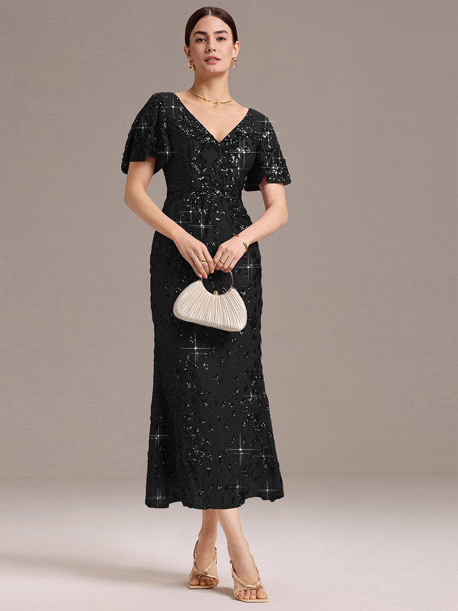 ever PALMER|Embroidery Sequin Mother of the Bride Dress