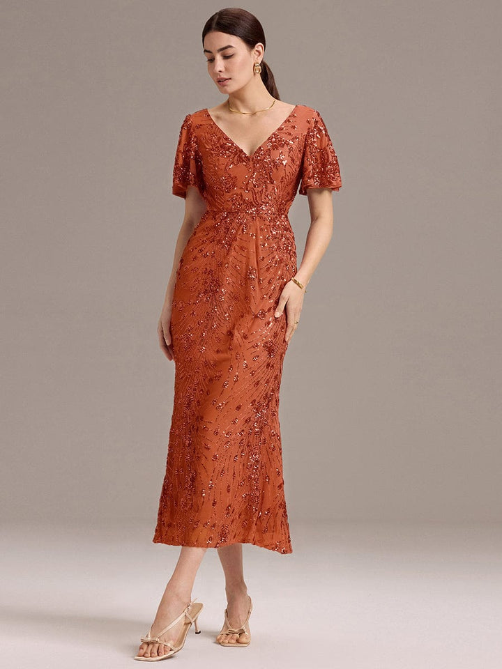 ever PALMER|Sequin Embroidery Mermaid Formal Dress