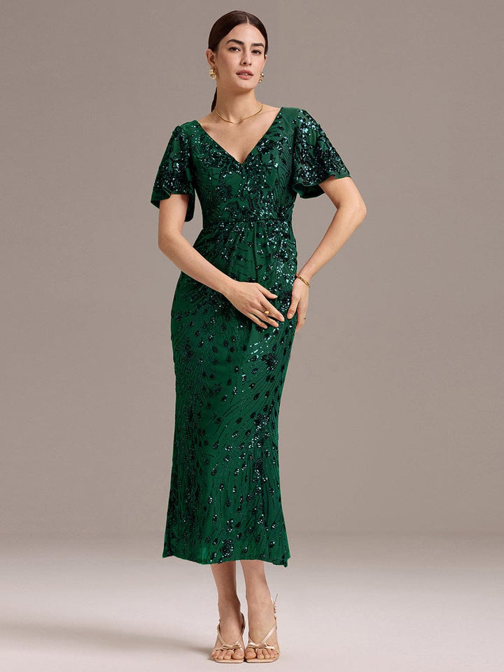 ever PALMER|Sequin Embroidery Mermaid Formal Dress