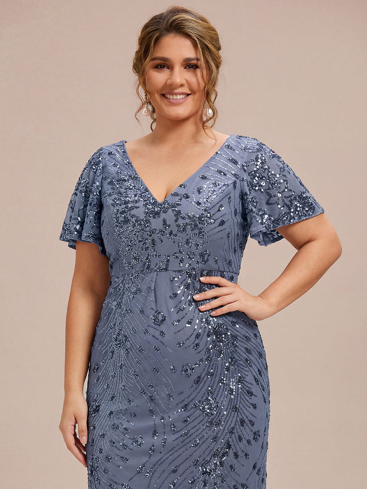 ever PALMER|Sequin Embroidery Mermaid Formal Dress