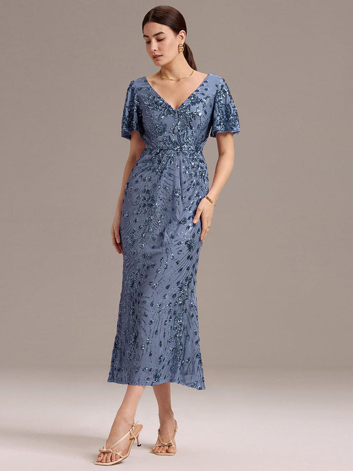 ever PALMER|Sequin Embroidery Mermaid Formal Dress