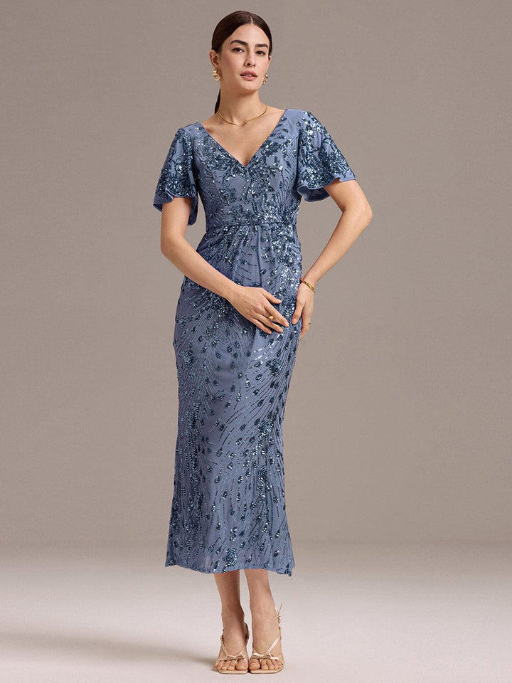 ever PALMER|Sequin Embroidery Mermaid Formal Dress