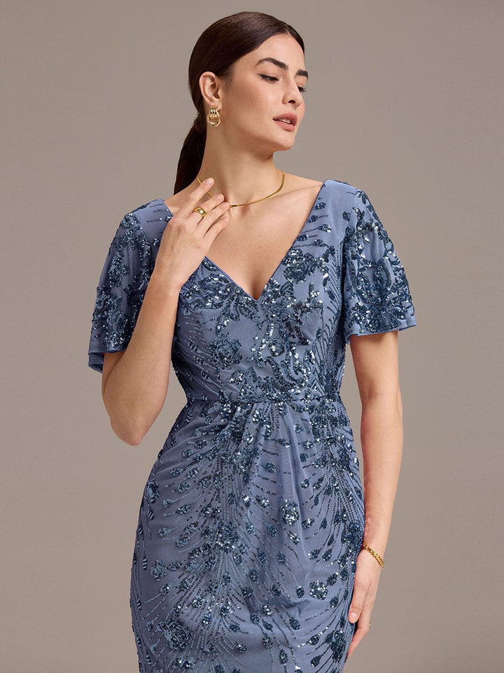 ever PALMER|Sequin Embroidery Mermaid Formal Dress