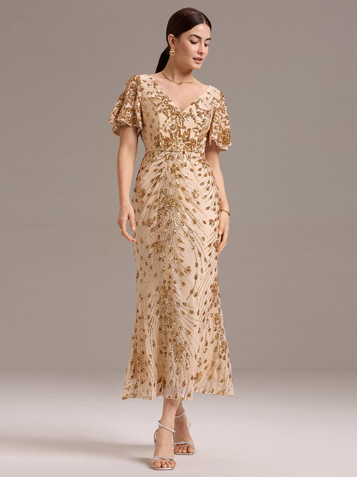 ever PALMER|Sequin Embroidery Mermaid Formal Dress