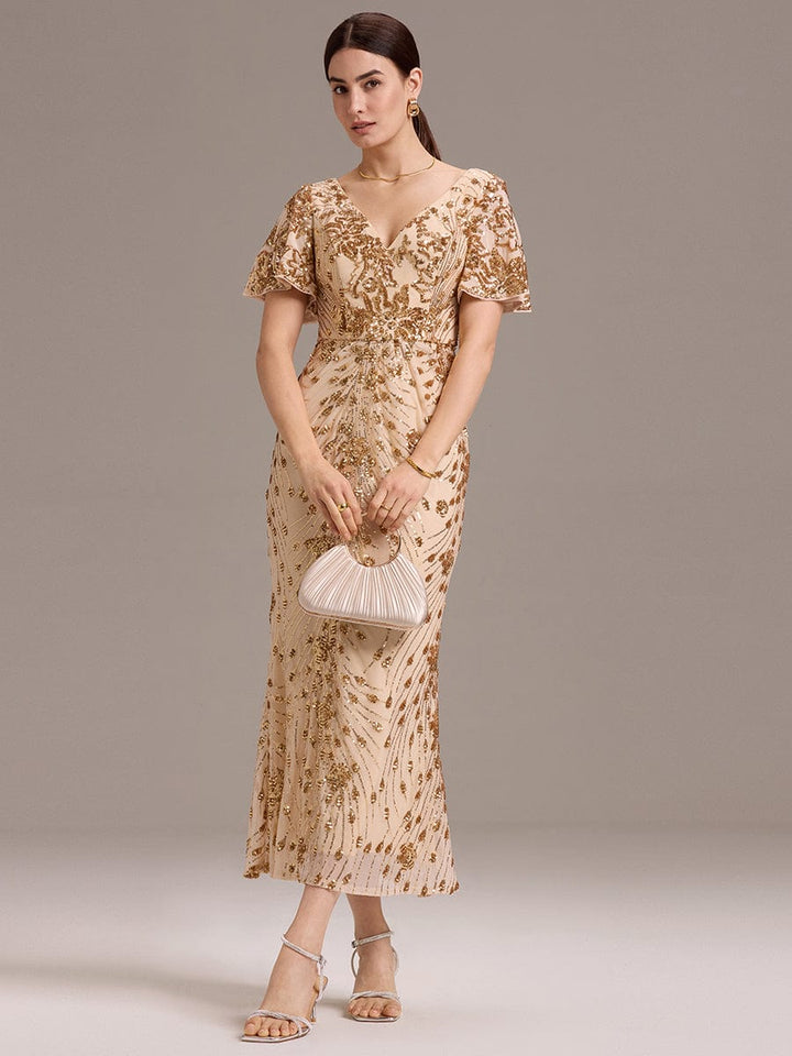 ever PALMER|Sequin Embroidery Mermaid Formal Dress