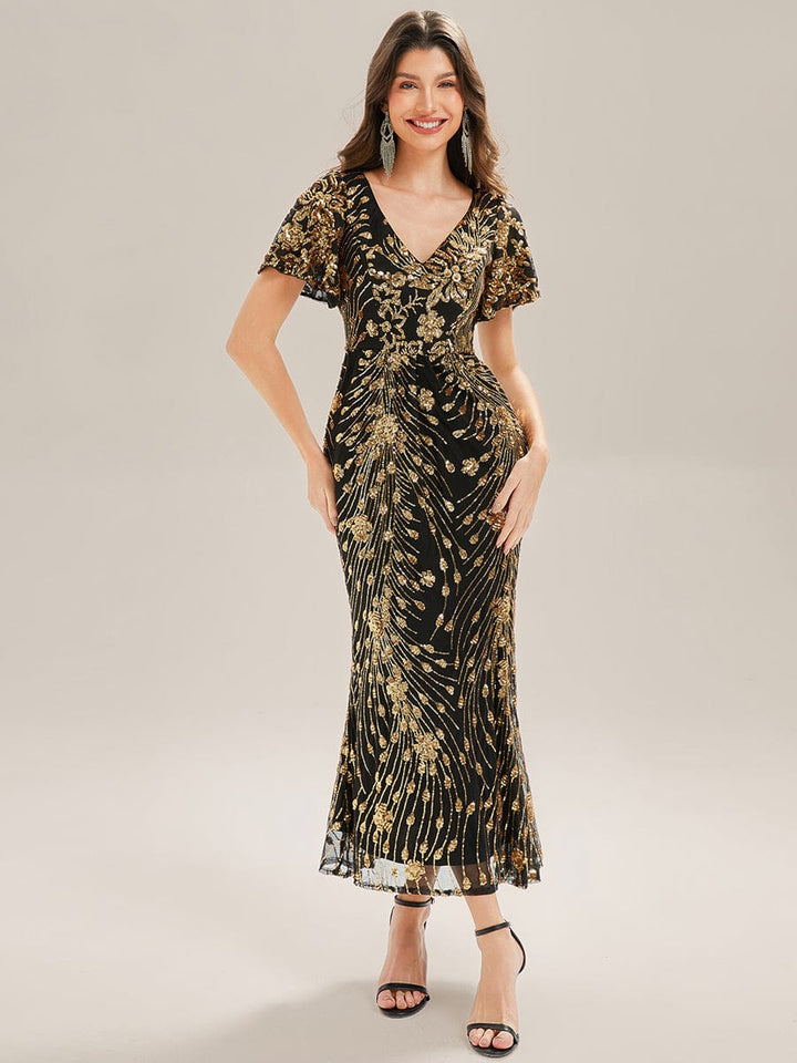 ever PALMER|Sequin Embroidery Mermaid Formal Dress