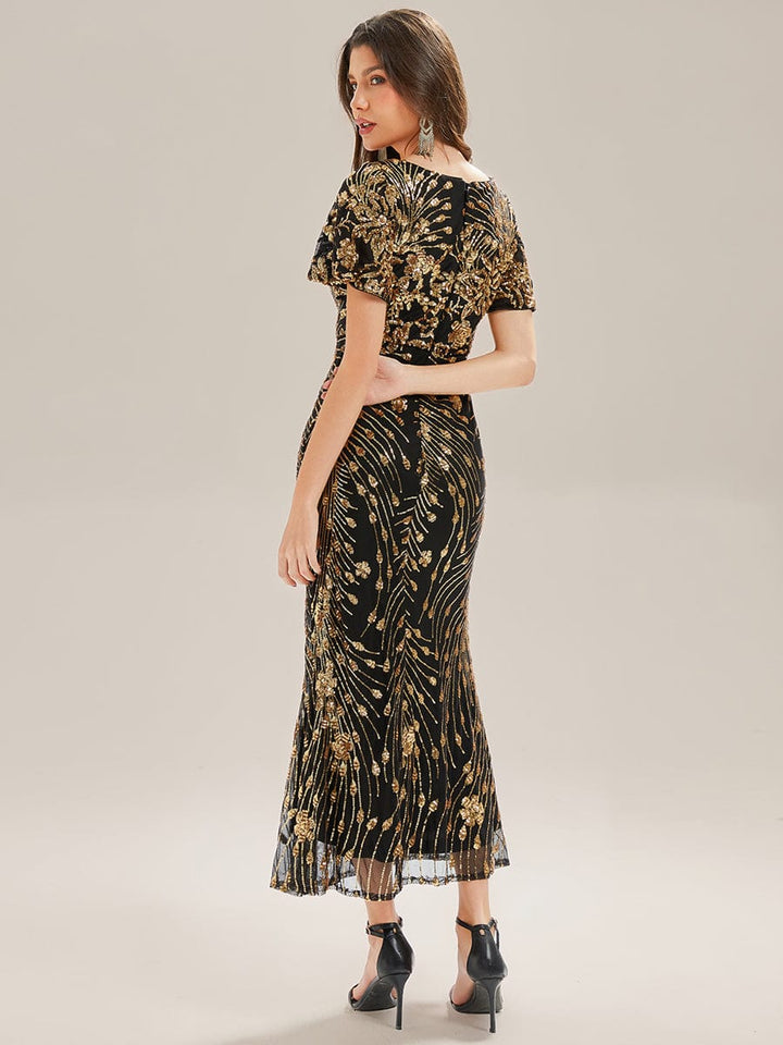 ever PALMER|Sequin Embroidery Mermaid Formal Dress