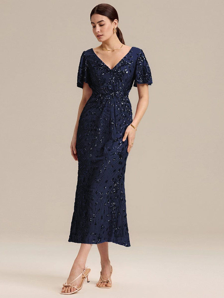 ever PALMER|Sequin Embroidery Mermaid Formal Dress