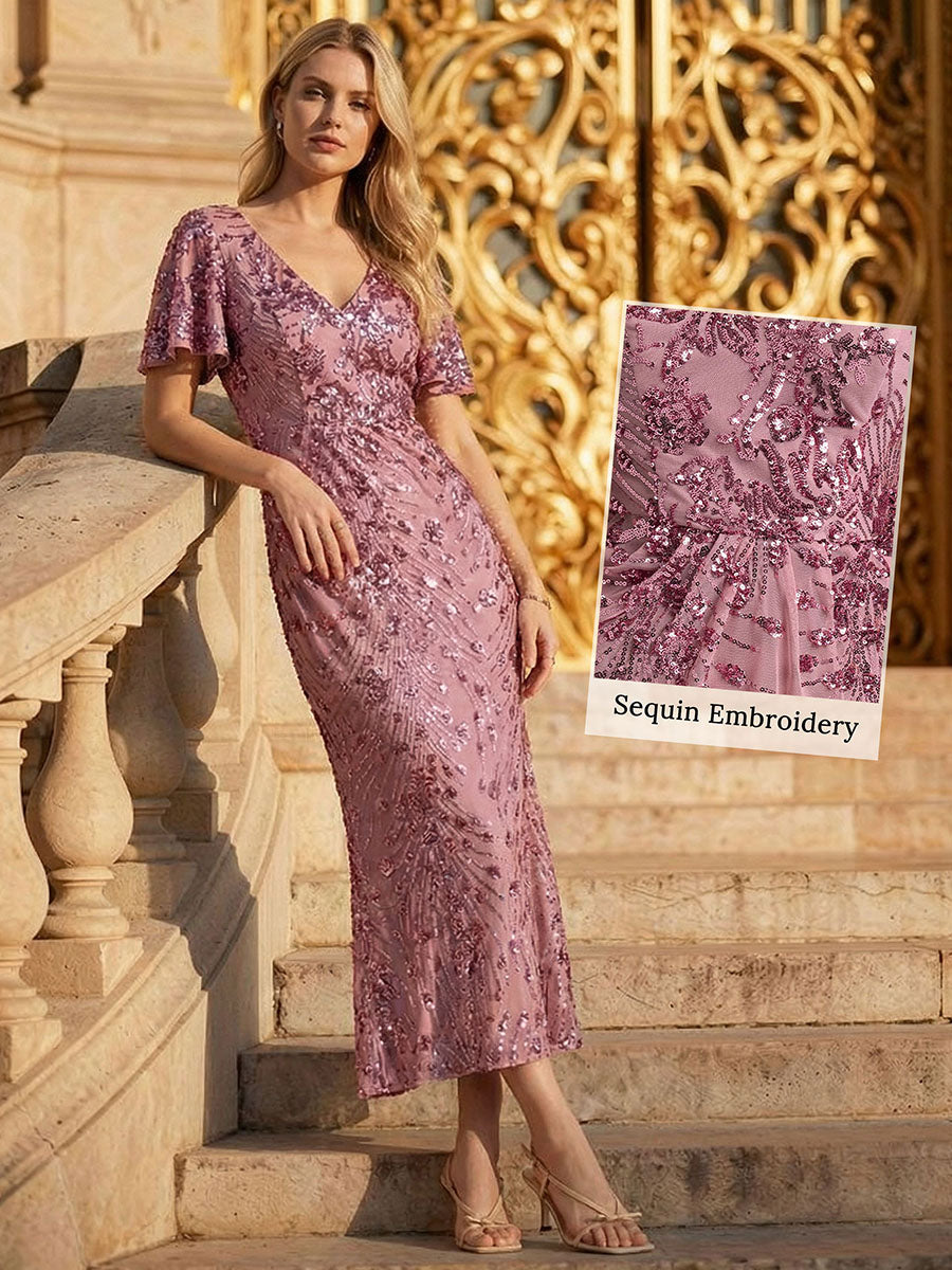ever PALMER|Sequin Embroidery Mermaid Formal Dress