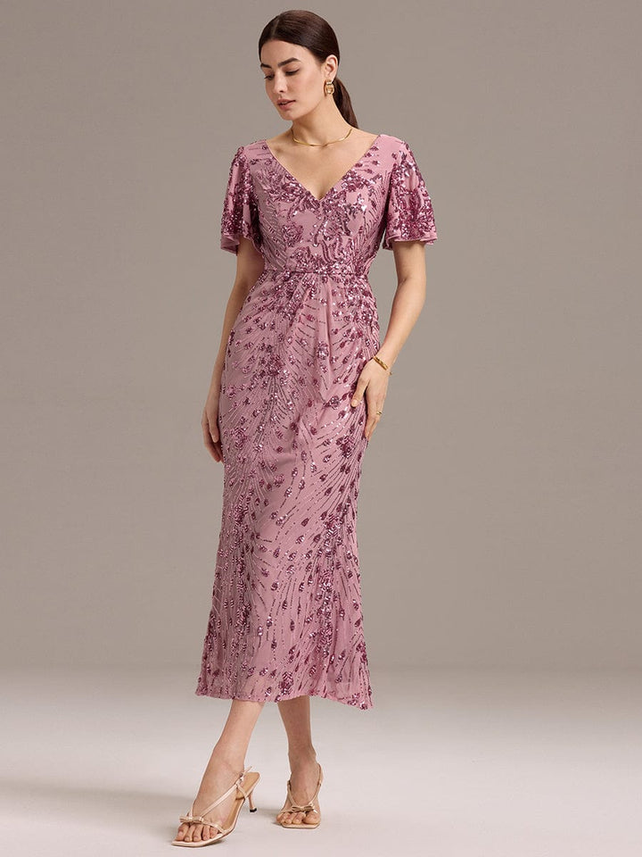 ever PALMER|Sequin Embroidery Mermaid Formal Dress