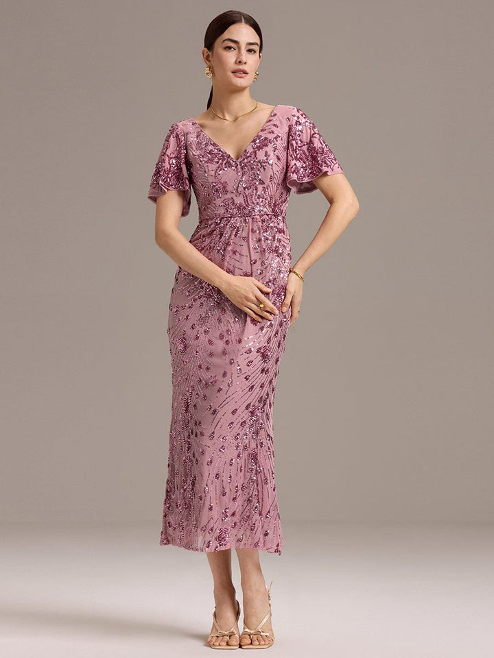 ever PALMER|Sequin Embroidery Mermaid Formal Dress