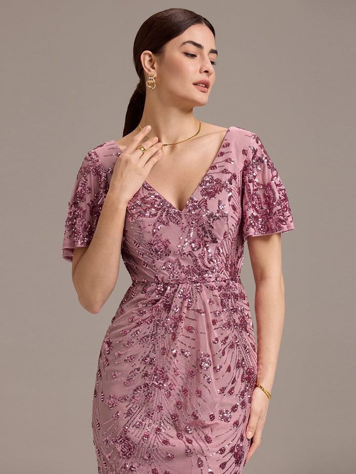 ever PALMER|Sequin Embroidery Mermaid Formal Dress