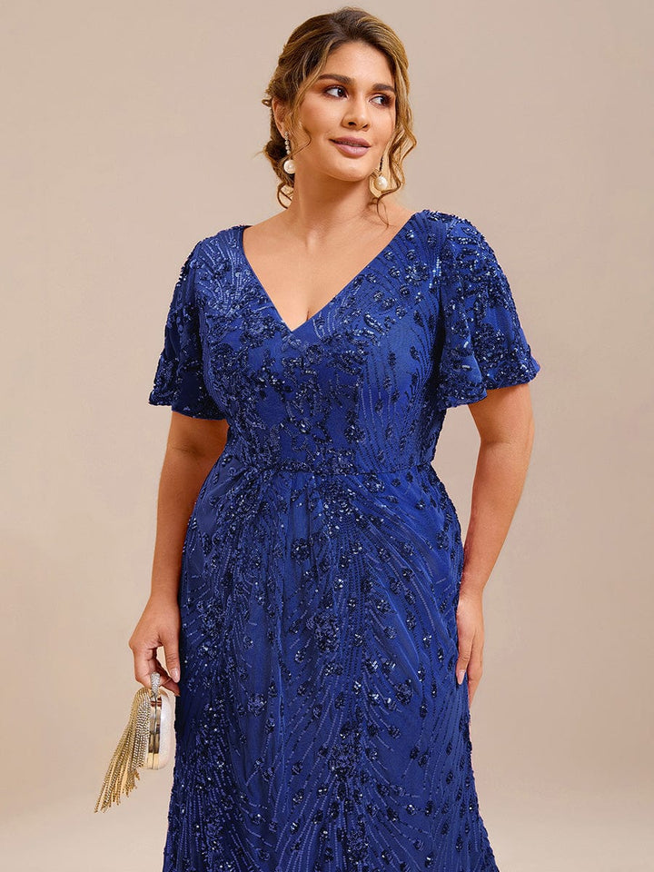 ever PALMER|Sequin Embroidery Mermaid Formal Dress