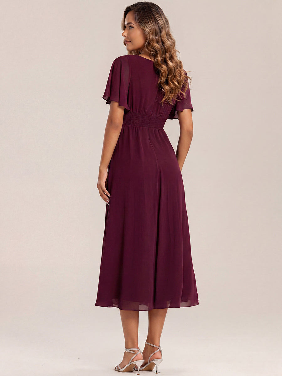 ever LILOU| Elegant Chiffon Ruffle Sleeve Formal Dress