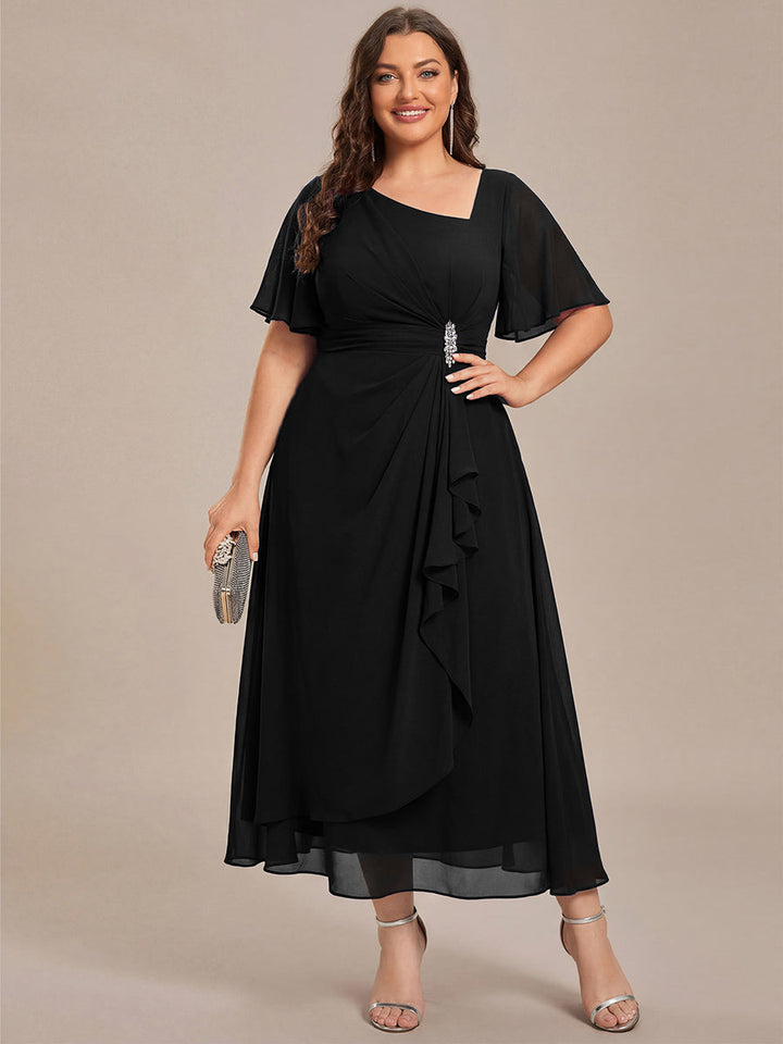 ever LILOU|Ruffle Sleeve Chiffon Midi Mother of the Bride Dress