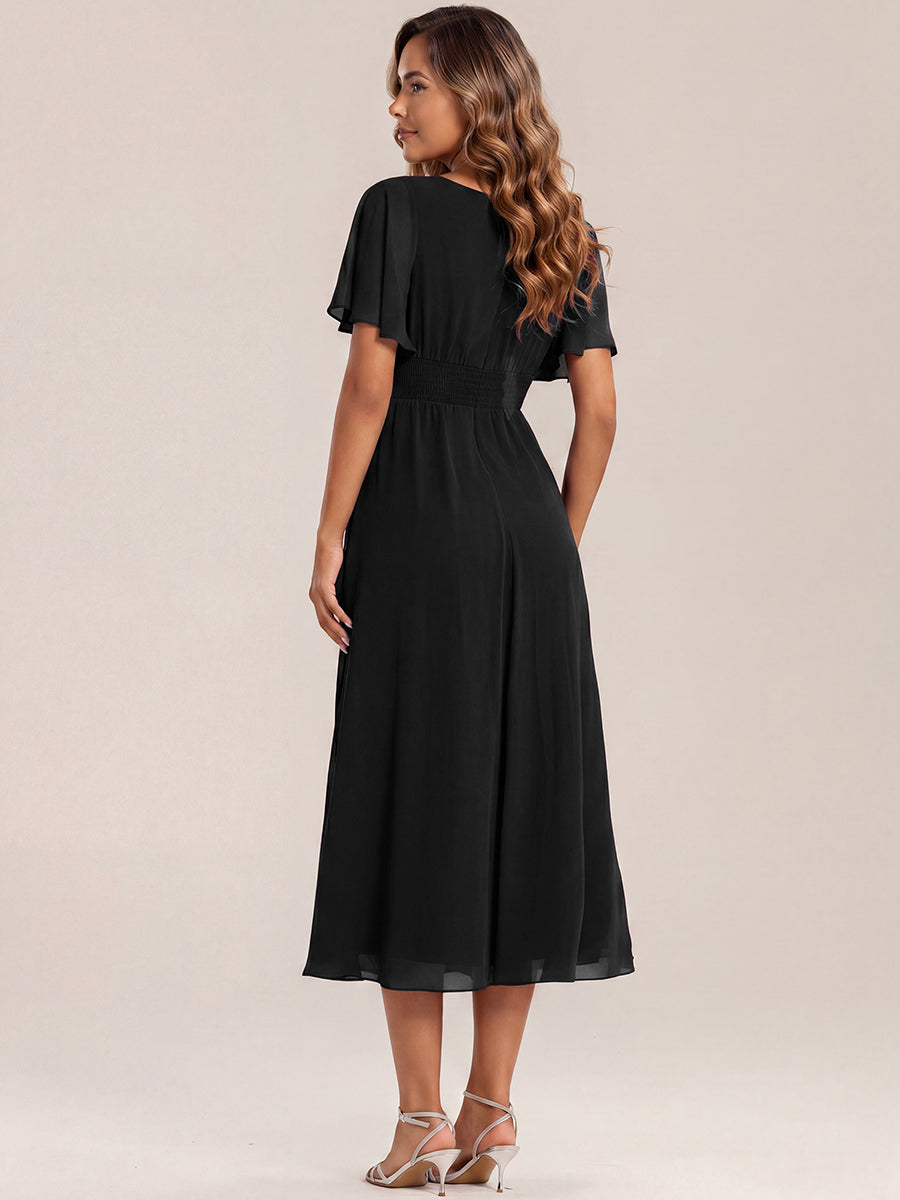 ever LILOU|Ruffle Sleeve Chiffon Midi Mother of the Bride Dress