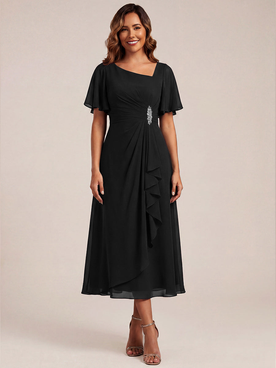ever LILOU| Elegant Chiffon Ruffle Sleeve Formal Dress