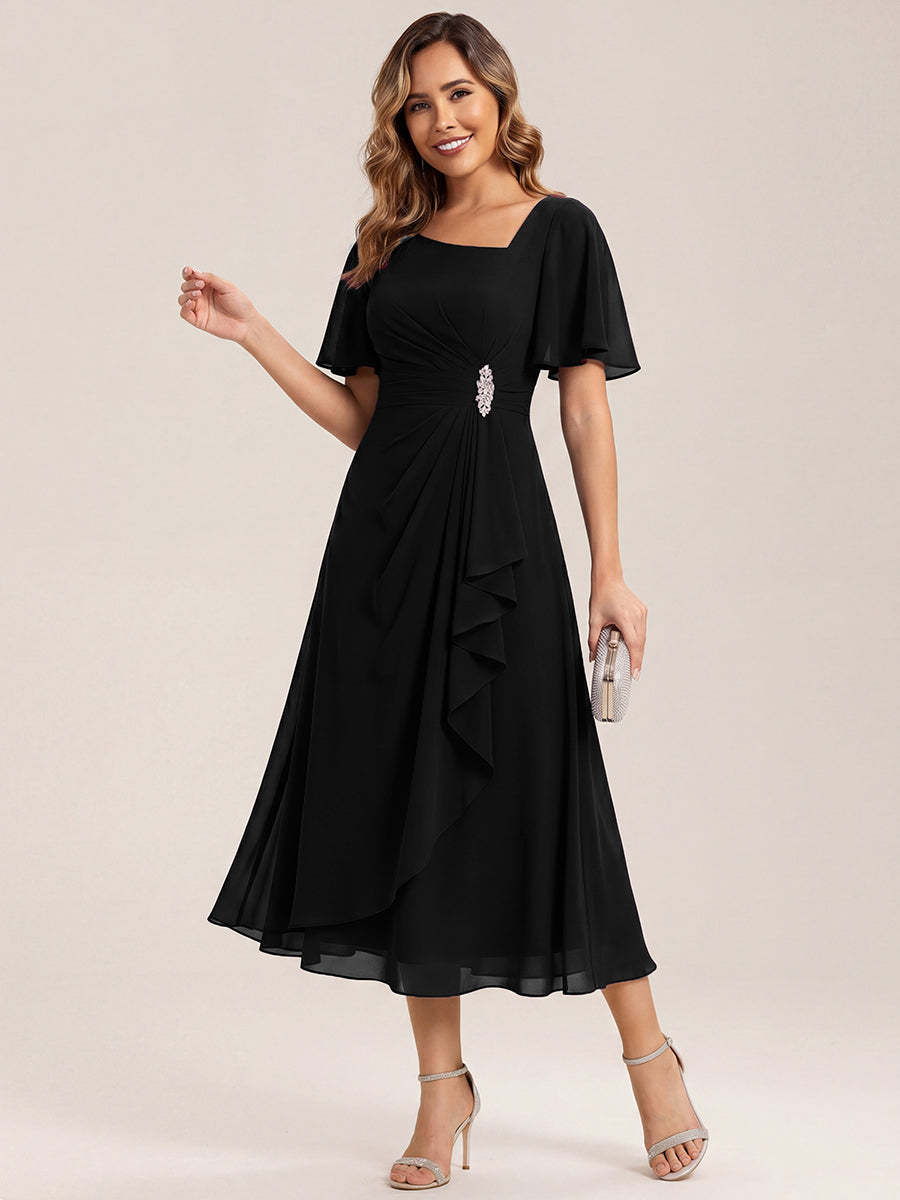 ever LILOU| Elegant Chiffon Ruffle Sleeve Formal Dress