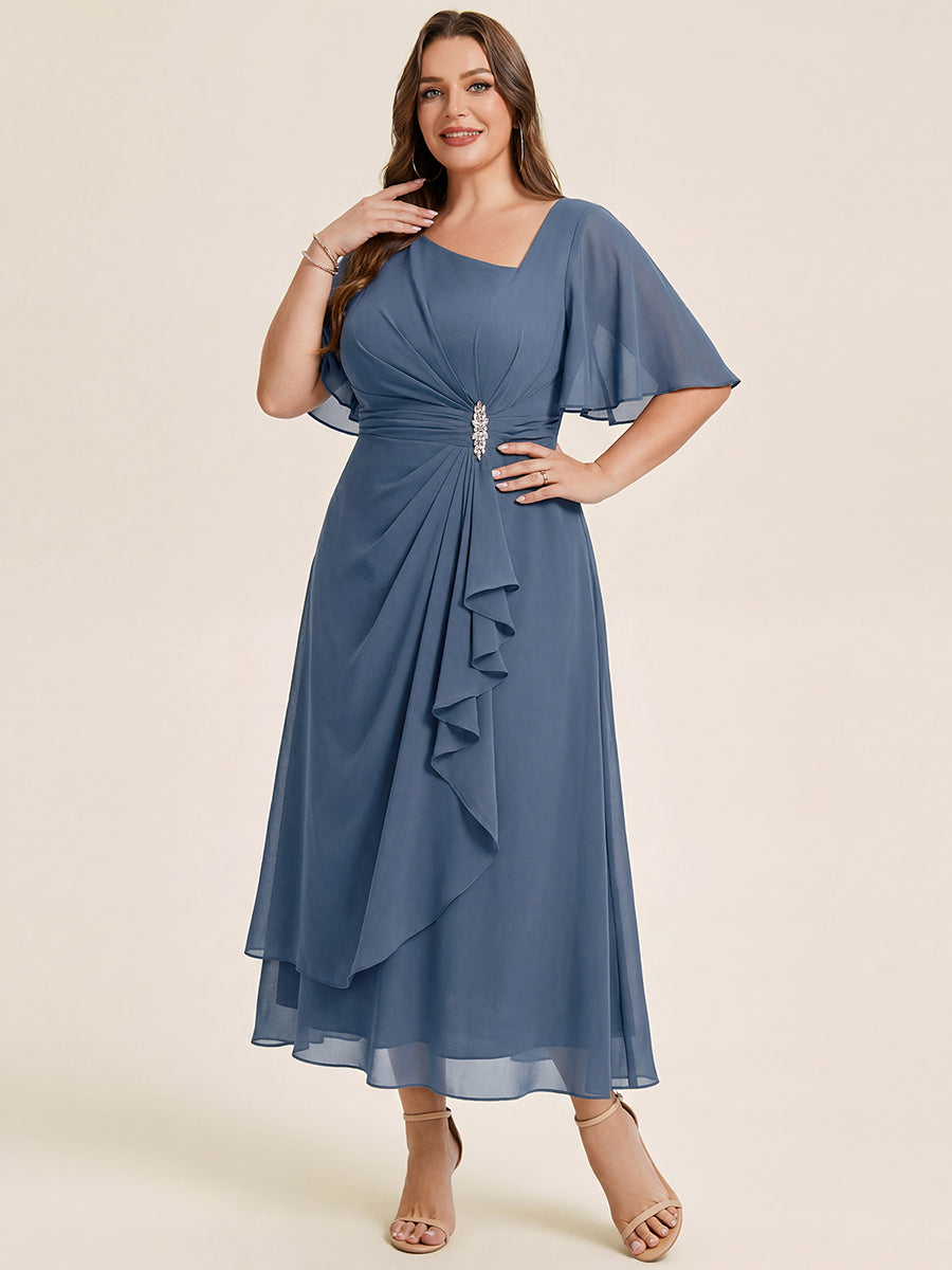 ever LILOU|Ruffle Sleeve Chiffon Midi Mother of the Bride Dress