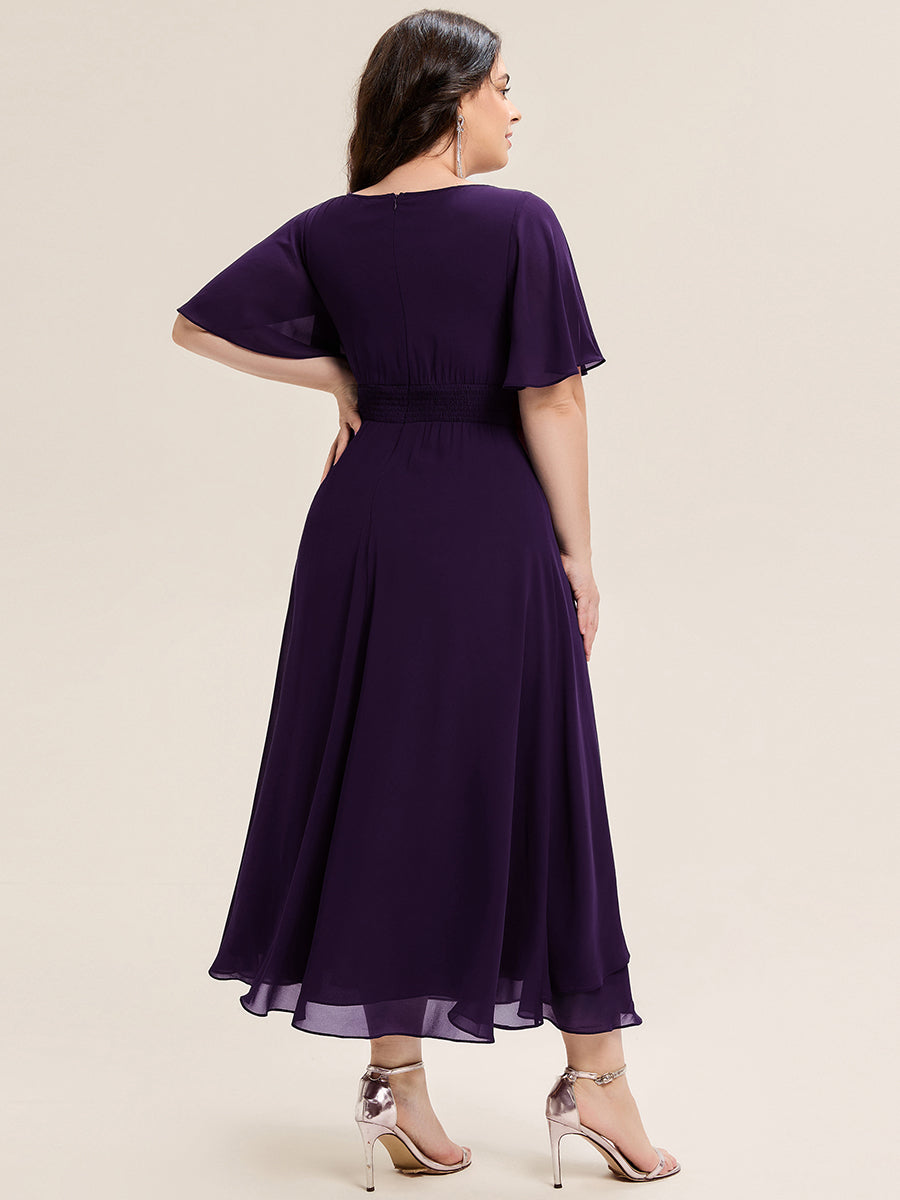 pretty LILOU| Plus Size Chiffon Ruffle Sleeve Formal Dress