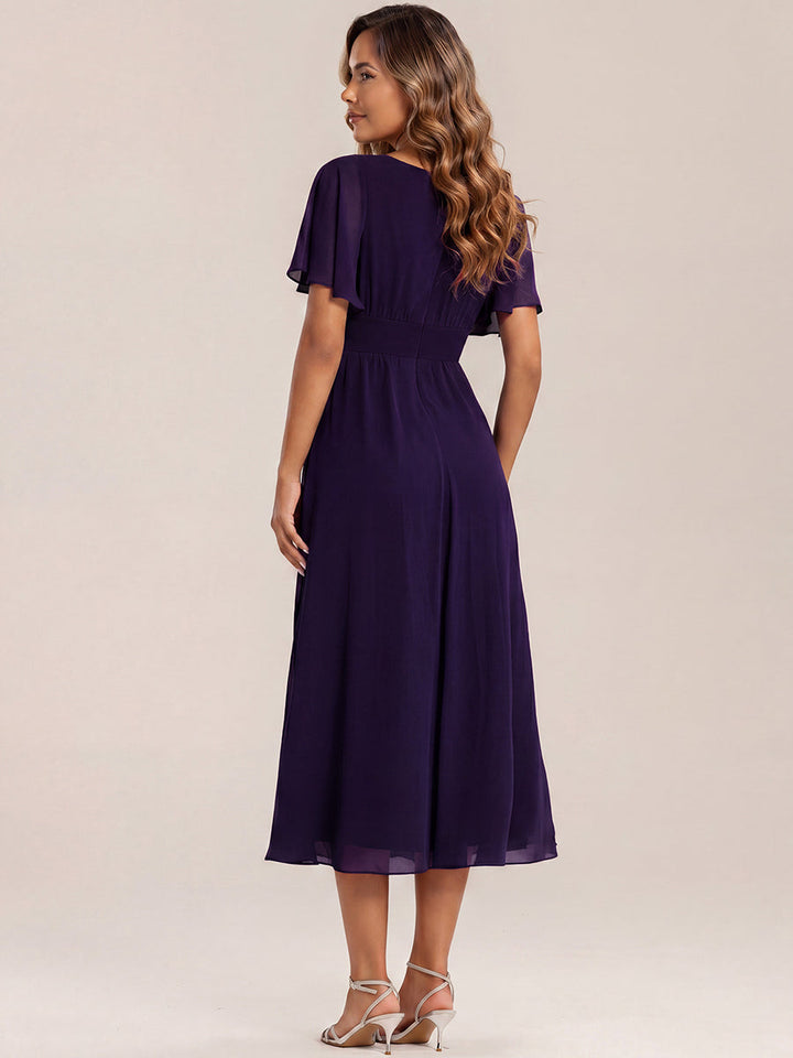 ever LILOU|Ruffle Sleeve Chiffon Midi Mother of the Bride Dress