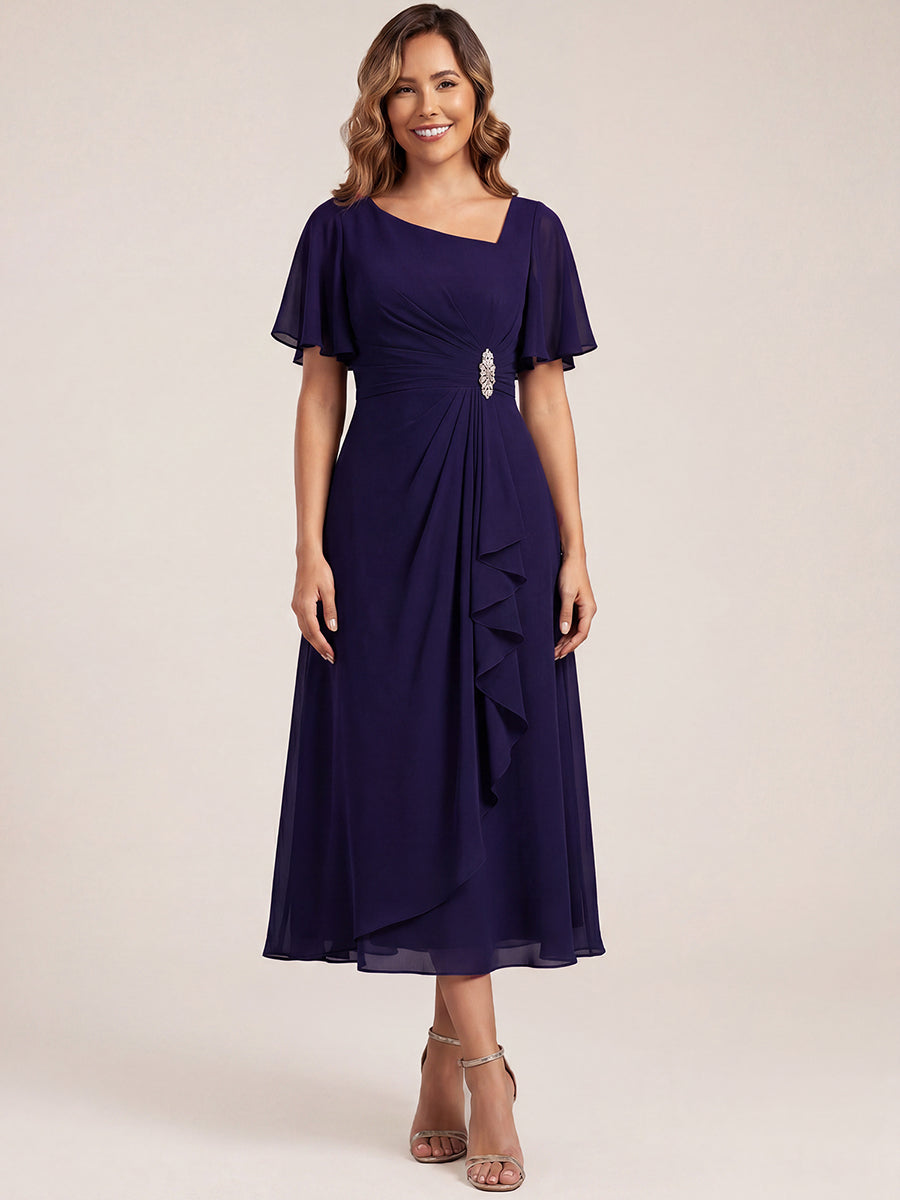 ever LILOU|Ruffle Sleeve Chiffon Midi Mother of the Bride Dress