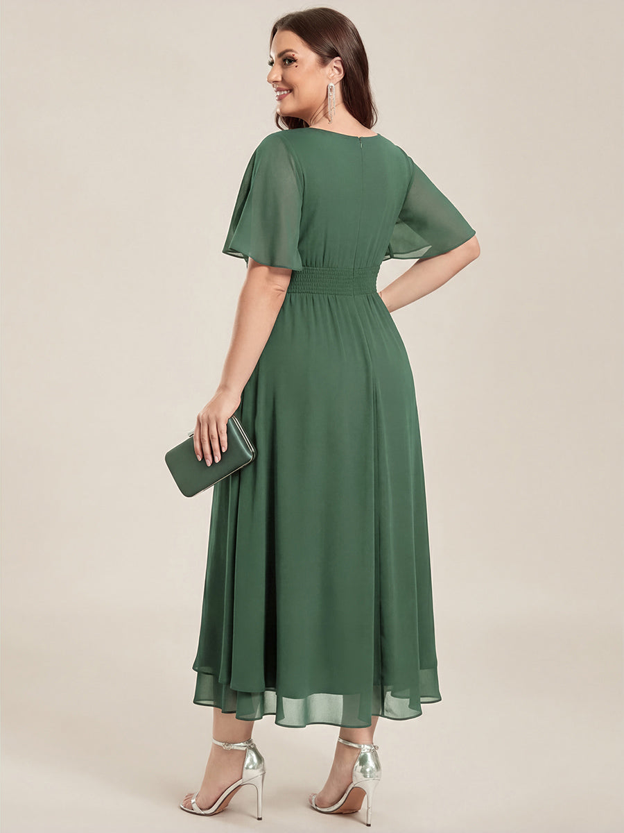 ever LILOU| Elegant Chiffon Ruffle Sleeve Formal Dress