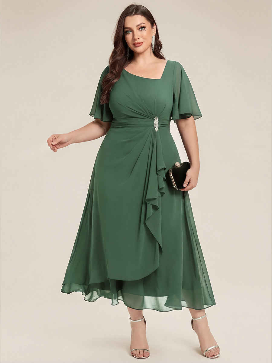 ever LILOU|Ruffle Sleeve Chiffon Midi Mother of the Bride Dress