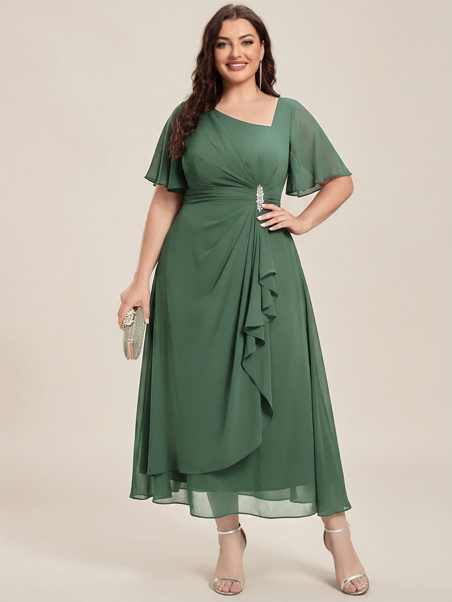 ever LILOU| Elegant Chiffon Ruffle Sleeve Formal Dress
