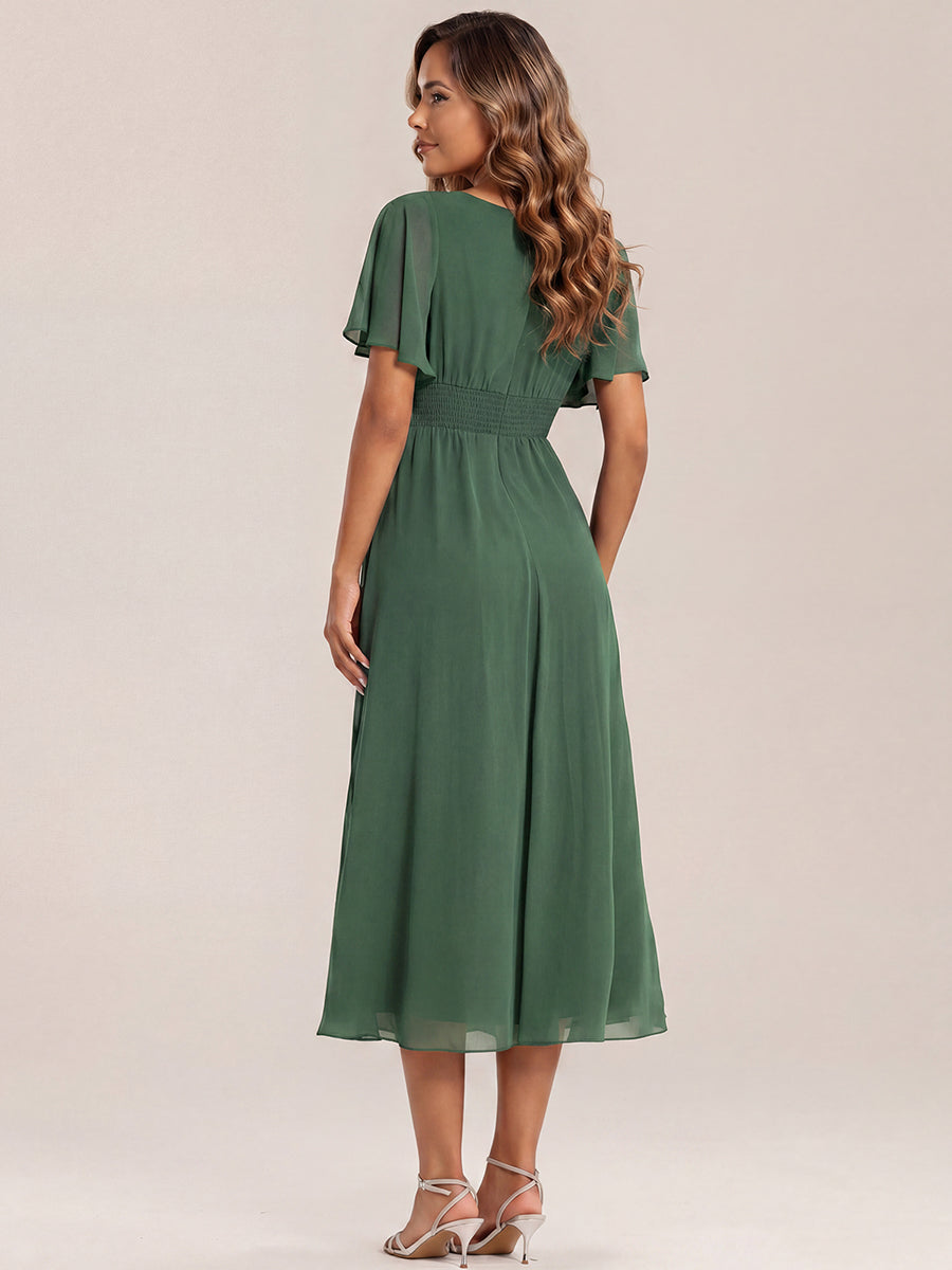 ever LILOU| Elegant Chiffon Ruffle Sleeve Formal Dress