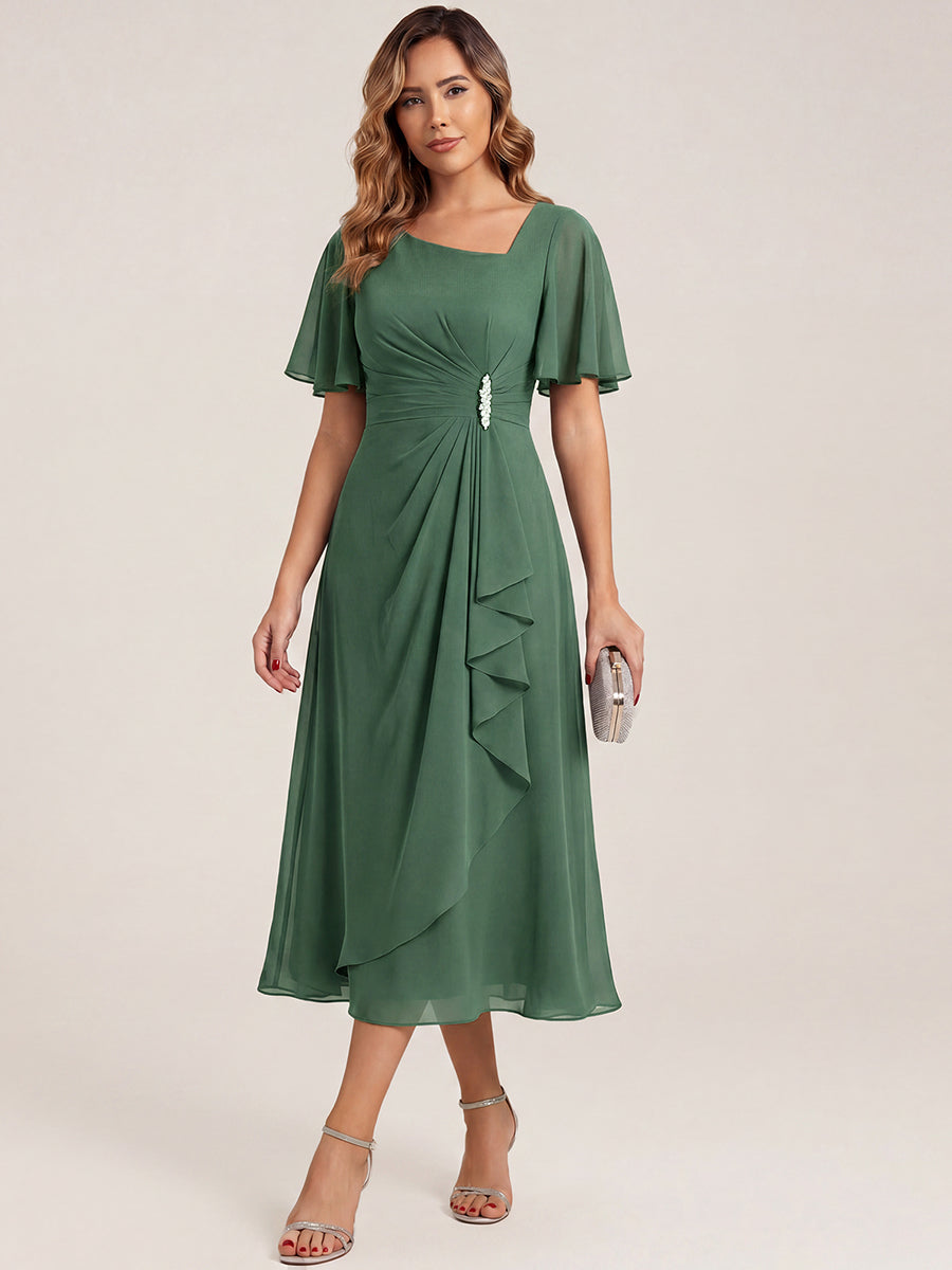 ever LILOU|Ruffle Sleeve Chiffon Midi Mother of the Bride Dress