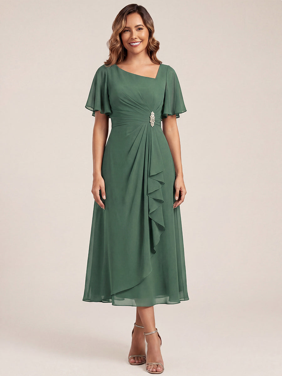 ever LILOU| Elegant Chiffon Ruffle Sleeve Formal Dress