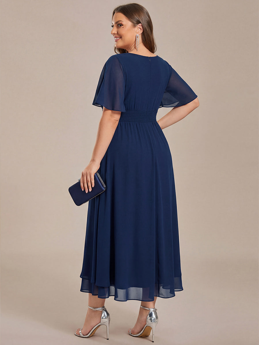 ever LILOU| Elegant Chiffon Ruffle Sleeve Formal Dress