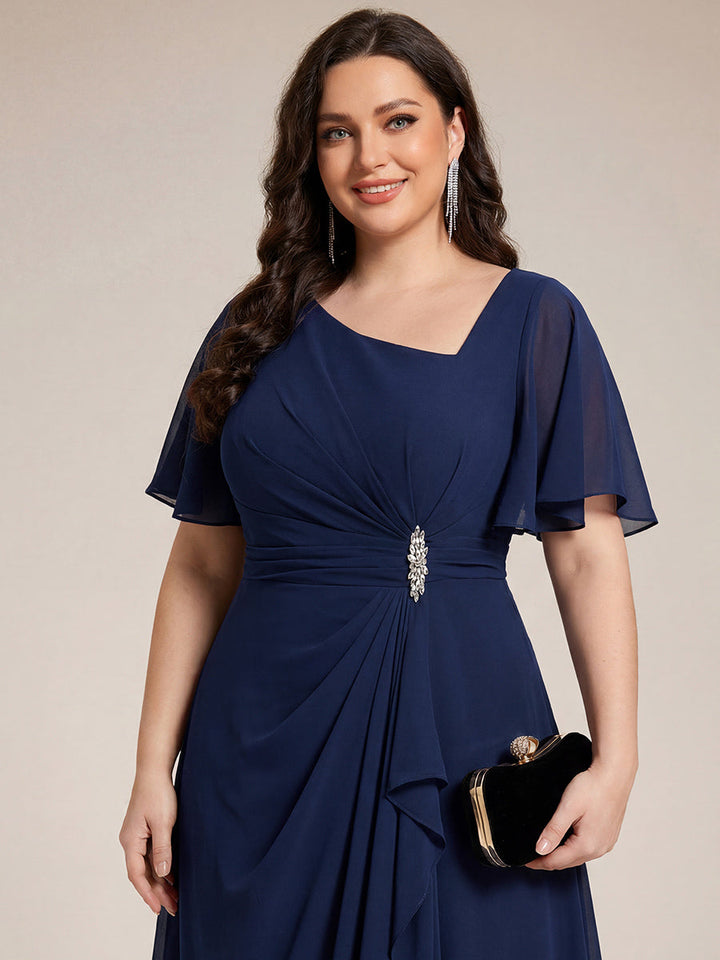 pretty LILOU| Plus Size Chiffon Ruffle Sleeve Formal Dress